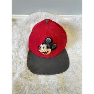 Disney Parks Mickey Mouse Kids Youth Baseball Cap Snapback Hat Pixelated Red